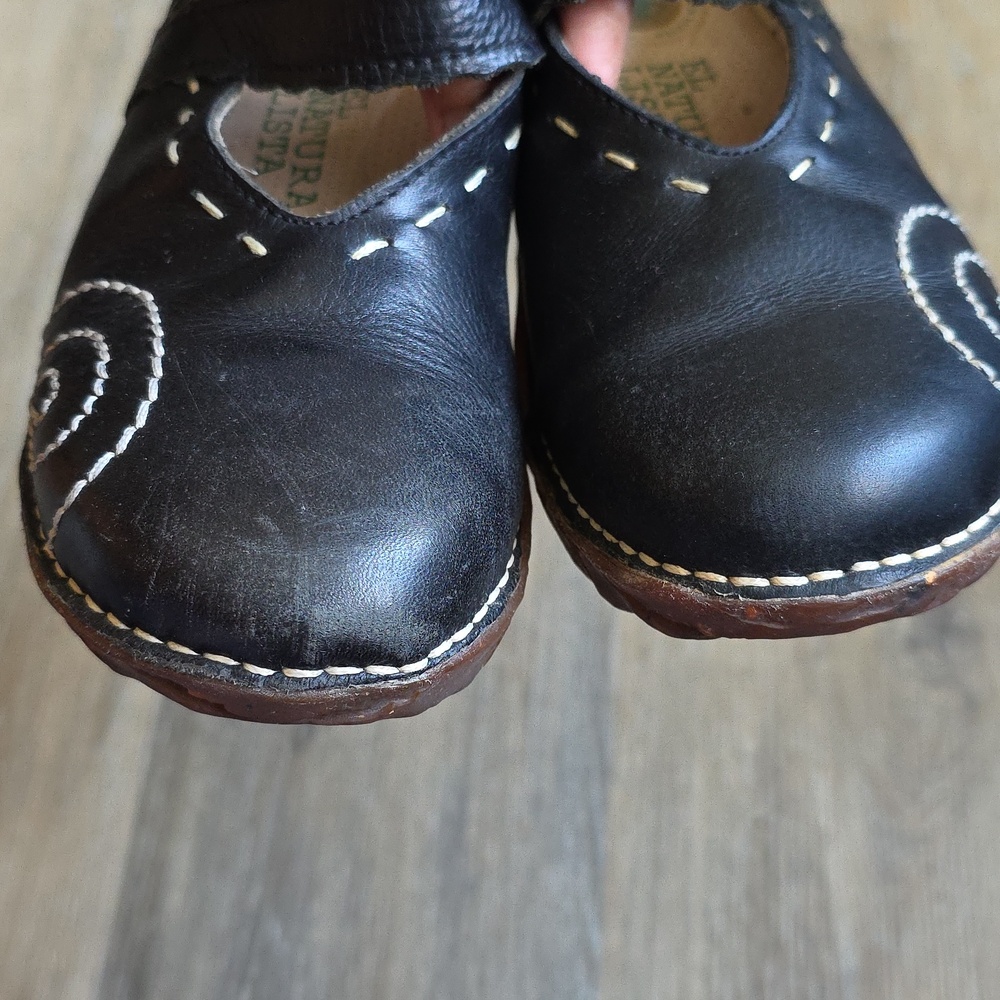 El Naturalista Black Leather Mary Jane Clogs - Picture 9 of 16